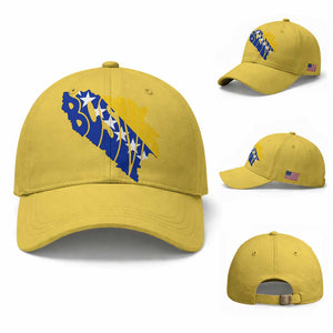 Bosnia And Herzegovina Word Art Map Baseball Cap Bosnian Pride Gift