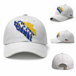Bosnia And Herzegovina Word Art Map Baseball Cap Bosnian Pride Gift