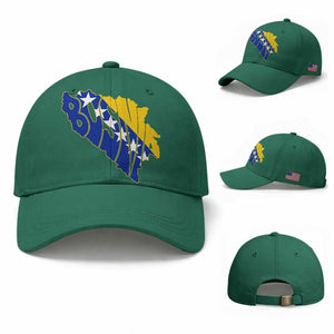 Bosnia And Herzegovina Word Art Map Baseball Cap Bosnian Pride Gift