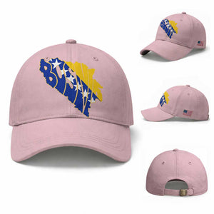 Bosnia And Herzegovina Word Art Map Baseball Cap Bosnian Pride Gift