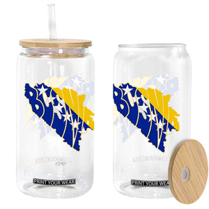 Bosnia And Herzegovina Word Art Map Glass Can Bosnian Pride Gift