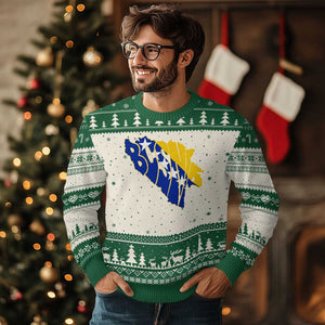 Bosnia And Herzegovina Word Art Map Ugly Christmas Sweater Bosnian Pride Gift