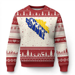 Bosnia And Herzegovina Word Art Map Ugly Christmas Sweater Bosnian Pride Gift