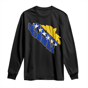 Bosnia And Herzegovina Word Art Map Long Sleeve Shirt Bosnian Pride Gift
