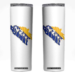 Bosnia And Herzegovina Word Art Map Skinny Tumbler Bosnian Pride Gift