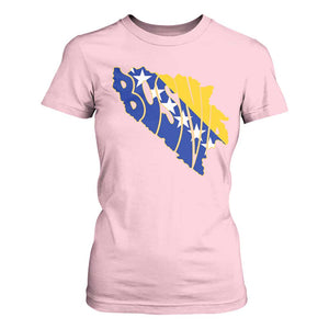 Bosnia And Herzegovina Word Art Map T Shirt For Women Bosnian Pride Gift