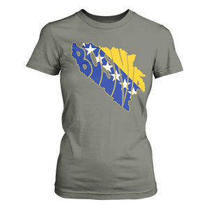 Bosnia And Herzegovina Word Art Map T Shirt For Women Bosnian Pride Gift