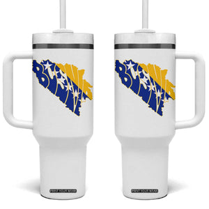 Bosnia And Herzegovina Word Art Map Tumbler With Handle Bosnian Pride Gift