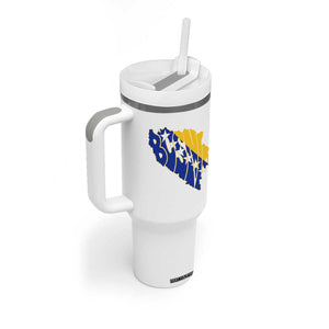 Bosnia And Herzegovina Word Art Map Tumbler With Handle Bosnian Pride Gift
