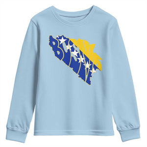 Bosnia And Herzegovina Word Art Map Youth Sweatshirt Bosnian Pride Gift