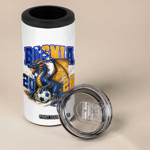 Bosnian Dragon Fudbal Fan 4 in 1 Can Cooler Tumbler Bosnia And Herzegovina Pride