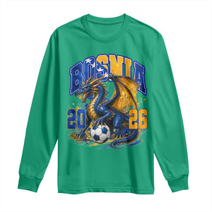 Bosnian Dragon Fudbal Fan Long Sleeve Shirt Bosnia And Herzegovina Pride