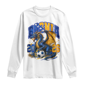 Bosnian Dragon Fudbal Fan Long Sleeve Shirt Bosnia And Herzegovina Pride