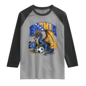 Bosnian Dragon Fudbal Fan Raglan Shirt Bosnia And Herzegovina Pride