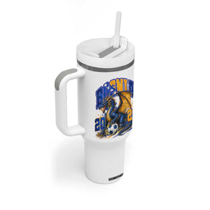 Bosnian Dragon Fudbal Fan Tumbler With Handle Bosnia And Herzegovina Pride