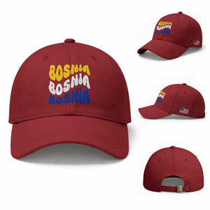 Groovy Retro Bosnia Baseball Cap Proud Bosnian Balkan Heritage Gift