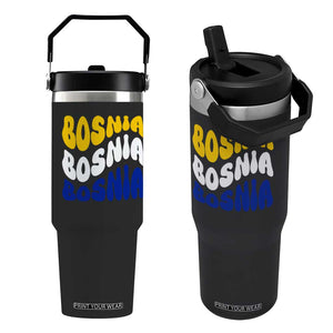 Groovy Retro Bosnia Flip Straw Tumbler Proud Bosnian Balkan Heritage Gift