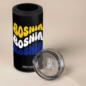 Groovy Retro Bosnia 4 in 1 Can Cooler Tumbler Proud Bosnian Balkan Heritage Gift