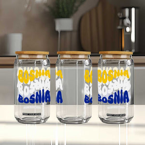 Groovy Retro Bosnia Glass Can Proud Bosnian Balkan Heritage Gift