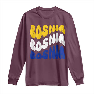 Groovy Retro Bosnia Long Sleeve Shirt Proud Bosnian Balkan Heritage Gift