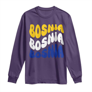 Groovy Retro Bosnia Long Sleeve Shirt Proud Bosnian Balkan Heritage Gift