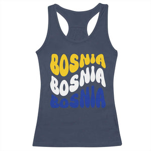 Groovy Retro Bosnia Racerback Tank Top Proud Bosnian Balkan Heritage Gift