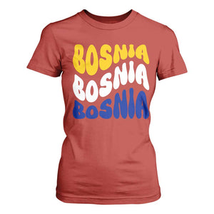 Groovy Retro Bosnia T Shirt For Women Proud Bosnian Balkan Heritage Gift
