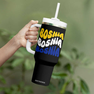 Groovy Retro Bosnia Tumbler With Handle Proud Bosnian Balkan Heritage Gift