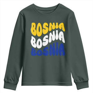 Groovy Retro Bosnia Youth Sweatshirt Proud Bosnian Balkan Heritage Gift