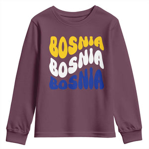Groovy Retro Bosnia Youth Sweatshirt Proud Bosnian Balkan Heritage Gift