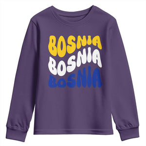 Groovy Retro Bosnia Youth Sweatshirt Proud Bosnian Balkan Heritage Gift