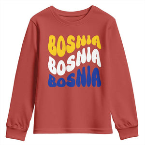 Groovy Retro Bosnia Youth Sweatshirt Proud Bosnian Balkan Heritage Gift