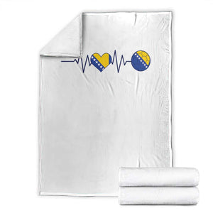 Bosnian Fudbal Heartbeat Throw Blanket Bosnia And Herzegovina Soccer Fan Gift