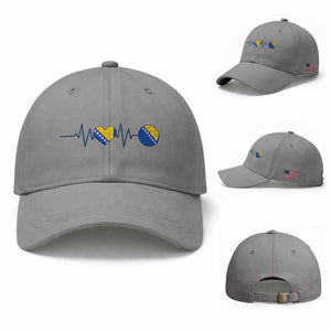 Bosnian Fudbal Heartbeat Baseball Cap Bosnia And Herzegovina Soccer Fan Gift
