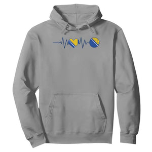 Bosnian Fudbal Heartbeat Hoodie Bosnia And Herzegovina Soccer Fan Gift