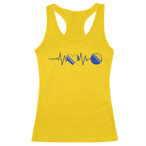 Bosnian Fudbal Heartbeat Racerback Tank Top Bosnia And Herzegovina Soccer Fan Gift