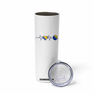 Bosnian Fudbal Heartbeat Skinny Tumbler Bosnia And Herzegovina Soccer Fan Gift