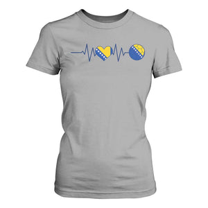 Bosnian Fudbal Heartbeat T Shirt For Women Bosnia And Herzegovina Soccer Fan Gift
