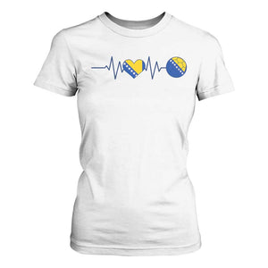 Bosnian Fudbal Heartbeat T Shirt For Women Bosnia And Herzegovina Soccer Fan Gift
