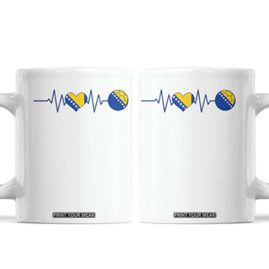 Bosnian Fudbal Heartbeat Coffee Mug Bosnia And Herzegovina Soccer Fan Gift