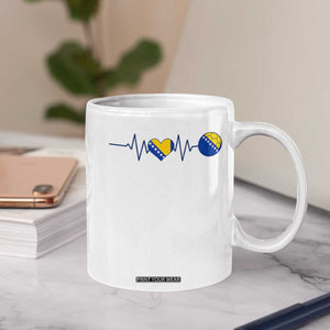 Bosnian Fudbal Heartbeat Coffee Mug Bosnia And Herzegovina Soccer Fan Gift