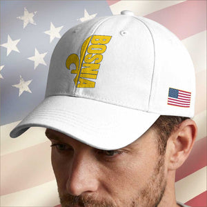 Bosnian Fleur De Lis Flag Baseball Cap Proud Bosnia Heritage Gift