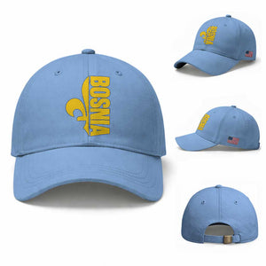 Bosnian Fleur De Lis Flag Baseball Cap Proud Bosnia Heritage Gift