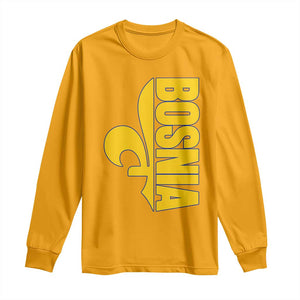 Bosnian Fleur De Lis Flag Long Sleeve Shirt Proud Bosnia Heritage Gift