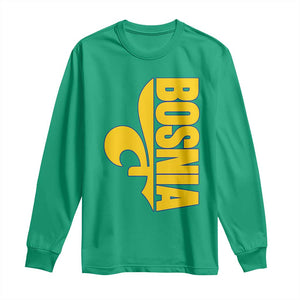 Bosnian Fleur De Lis Flag Long Sleeve Shirt Proud Bosnia Heritage Gift