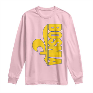 Bosnian Fleur De Lis Flag Long Sleeve Shirt Proud Bosnia Heritage Gift
