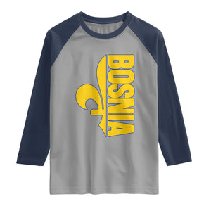 Bosnian Fleur De Lis Flag Raglan Shirt Proud Bosnia Heritage Gift