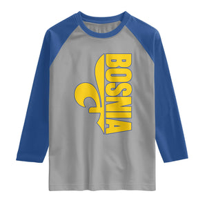 Bosnian Fleur De Lis Flag Raglan Shirt Proud Bosnia Heritage Gift