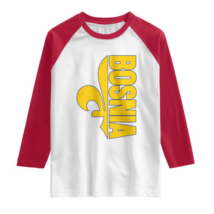 Bosnian Fleur De Lis Flag Raglan Shirt Proud Bosnia Heritage Gift