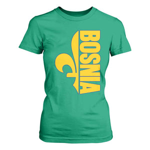 Bosnian Fleur De Lis Flag T Shirt For Women Proud Bosnia Heritage Gift